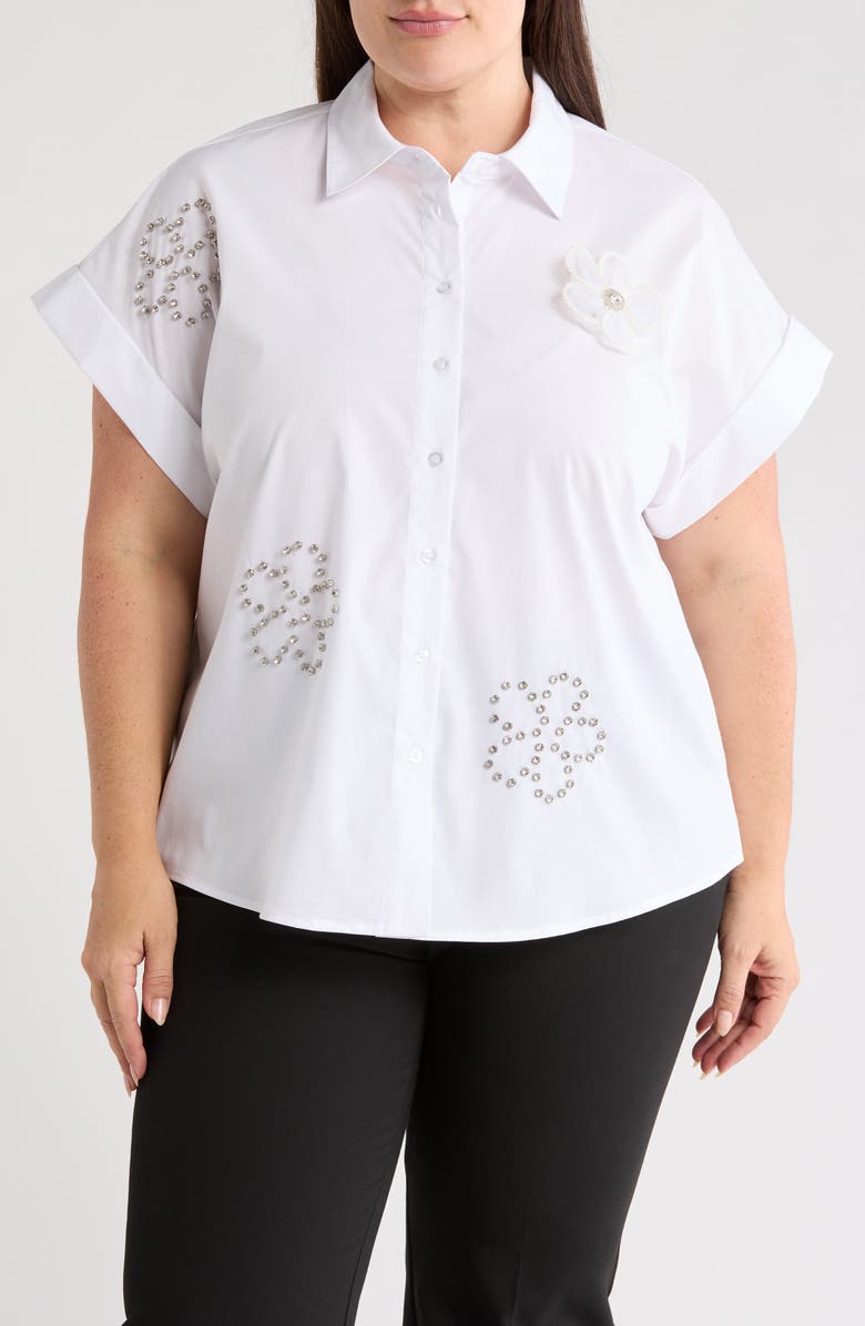 BY DESIGN Gemma Button-Up Shirt, Main, color, White