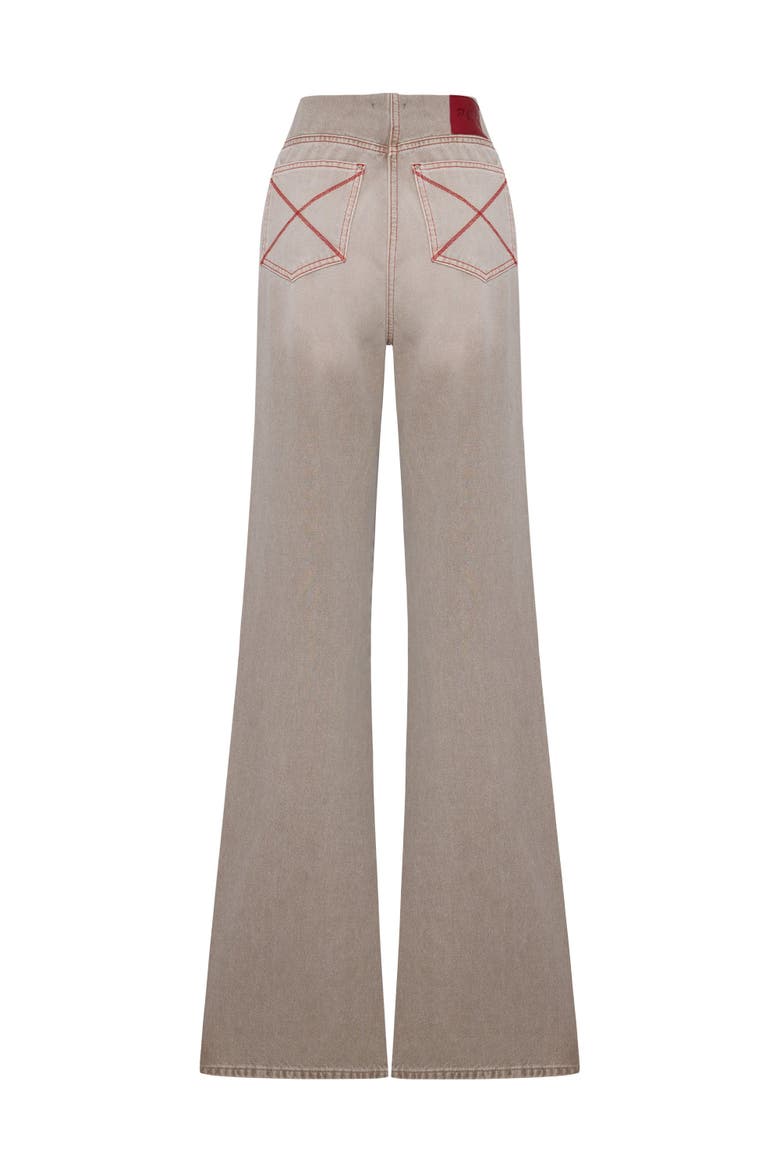 Pure Cotton Regular Fit Flare Denim Pant, Alternate, color, blue