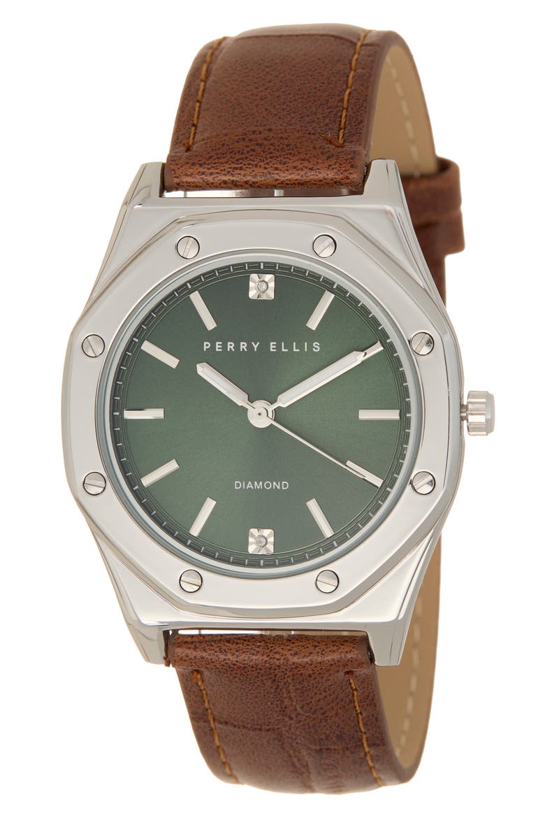 Ultra Slim Leather Strap Watch, 40mm, Main, color, SILVER