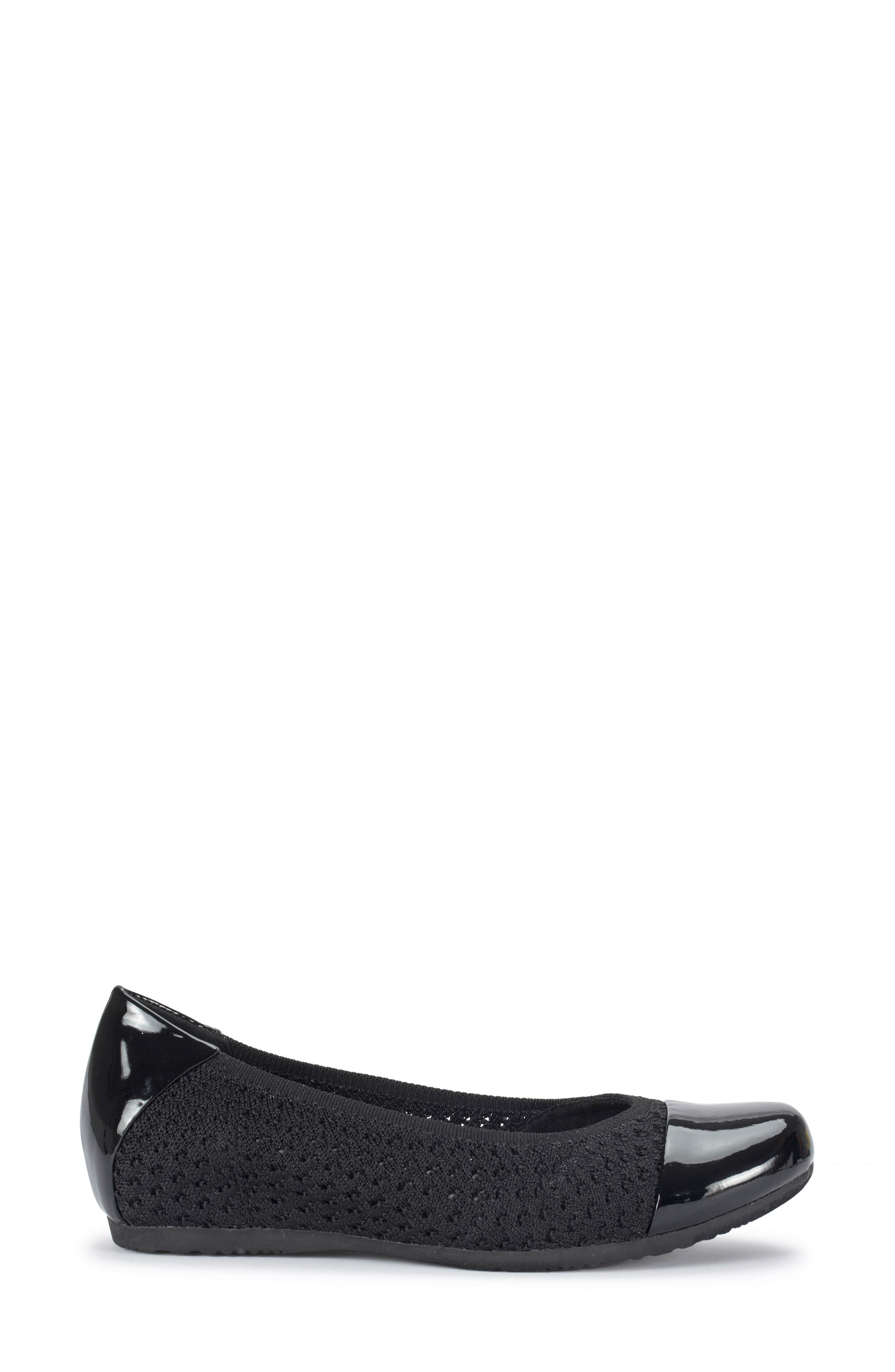 Mia Cap Toe Flat, Alternate, color, BLACK