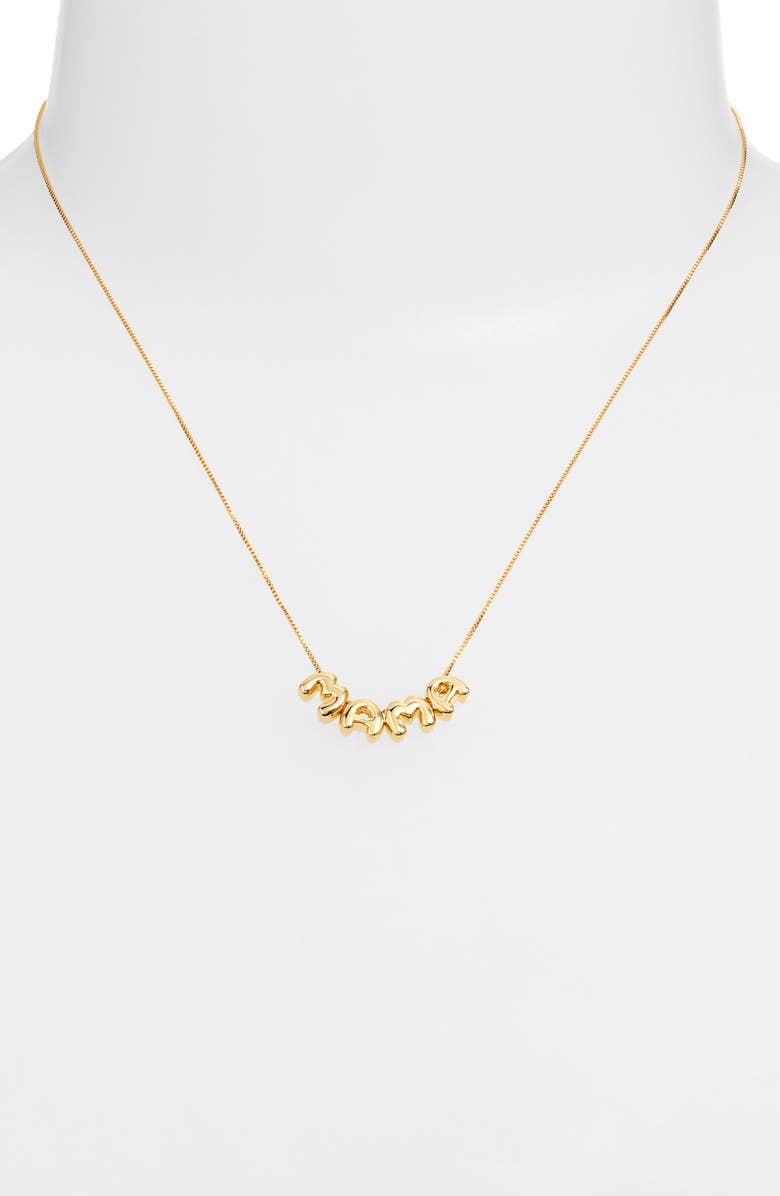 Nordstrom Demi Fine Bubble Mama Pendant Necklace, Alternate, color, 14K Gold Plated