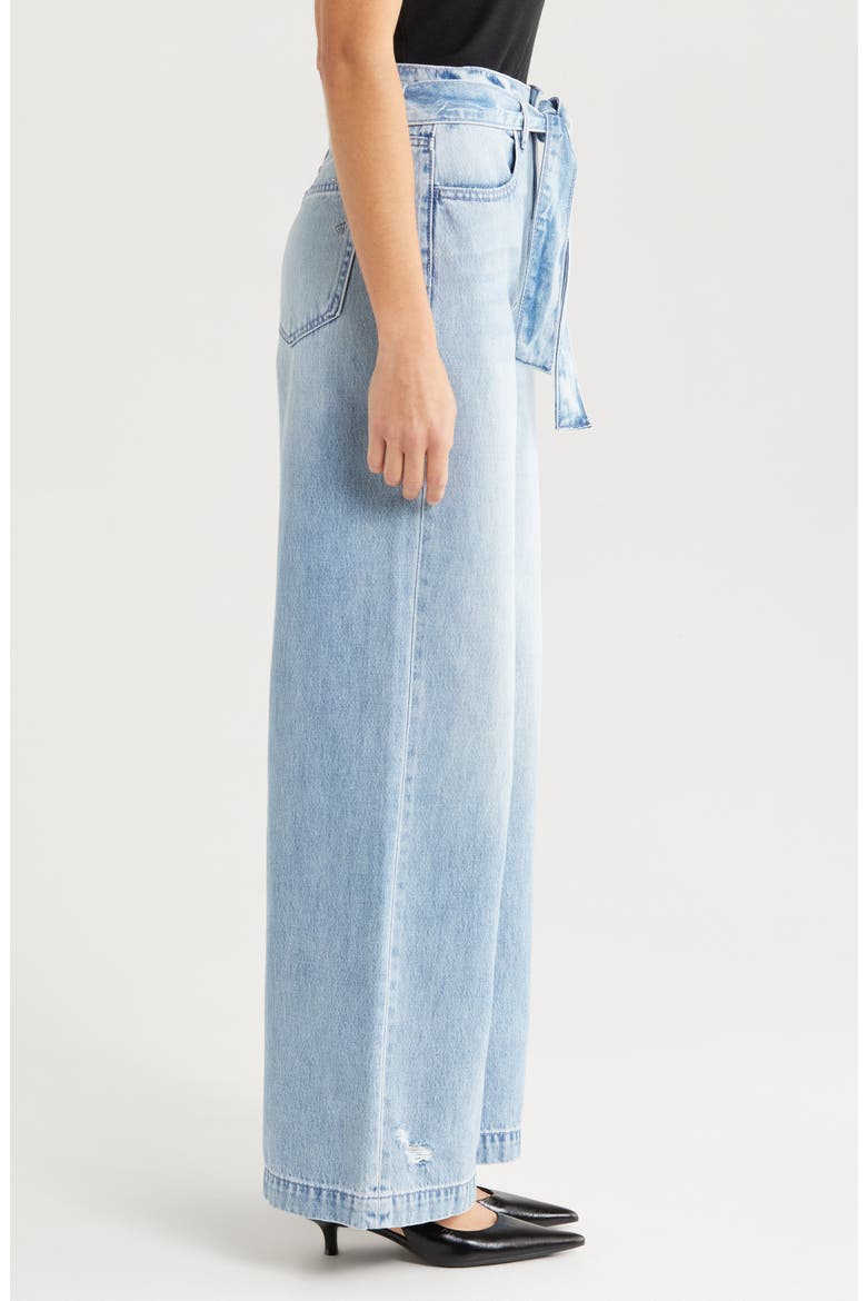 Belted High Waist Wide Leg Jeans, Alternate, color, LIGHT WASH