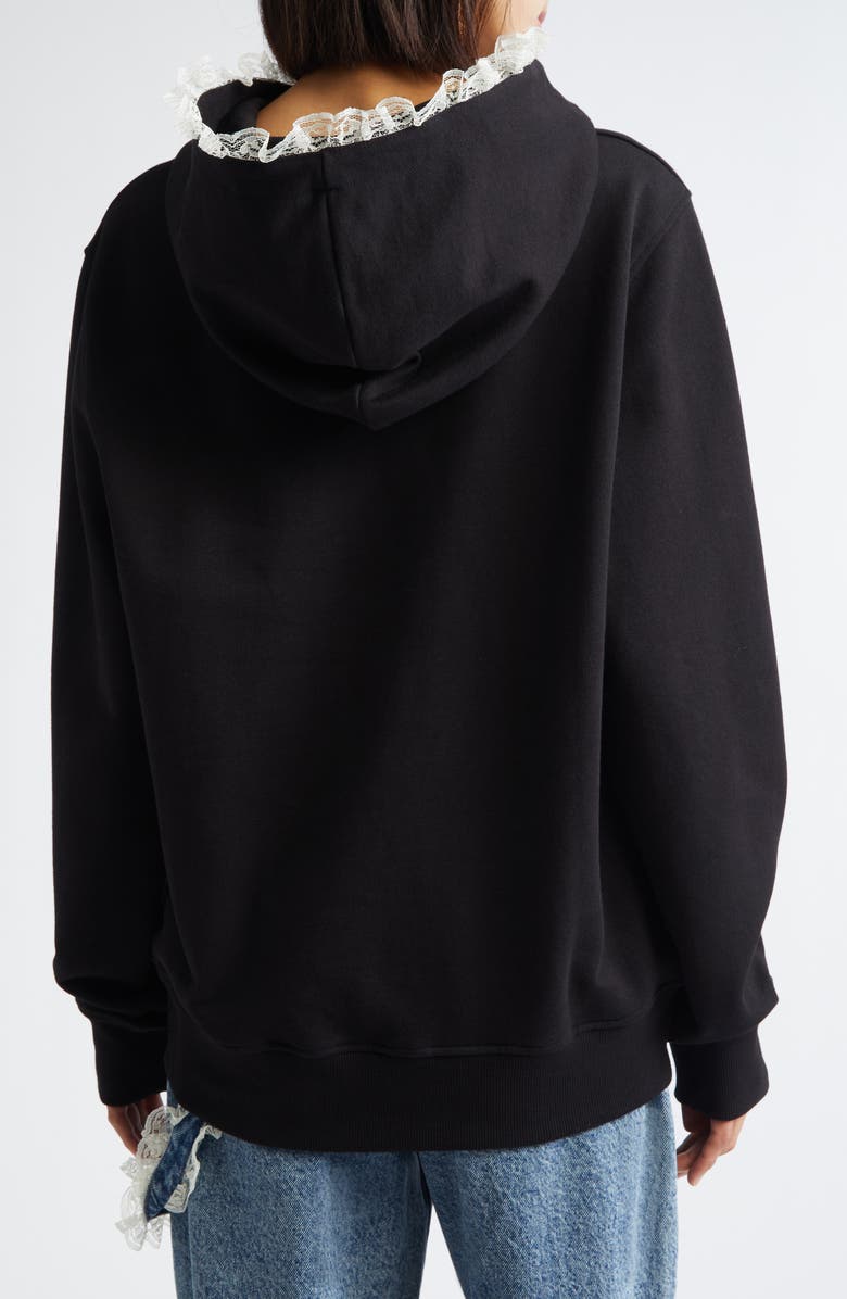 Tanner Fletcher Gender Inclusive Becky Lace Trim Cotton Hoodie, Alternate, color,