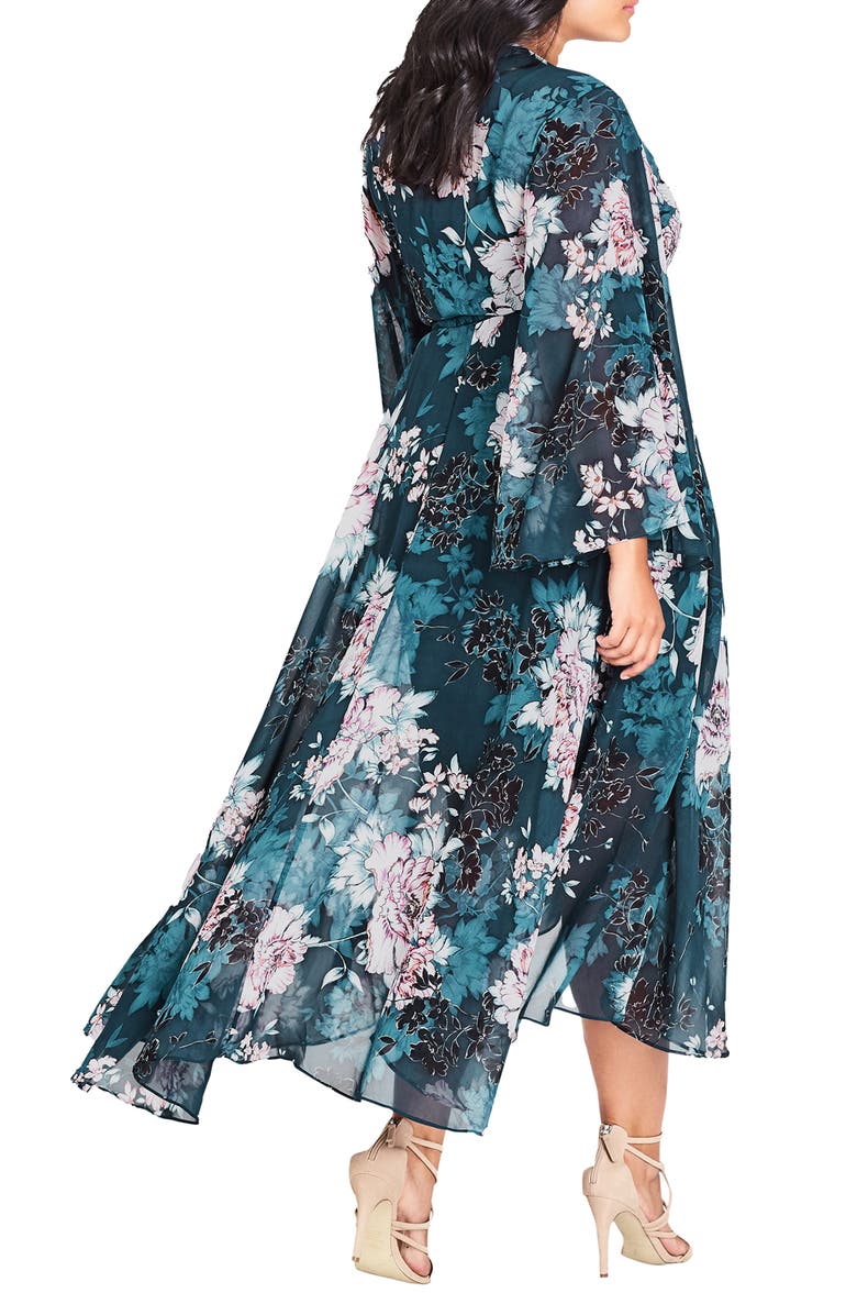 City Chic Jade Blossom Wrap Maxi Dress, Alternate, color,