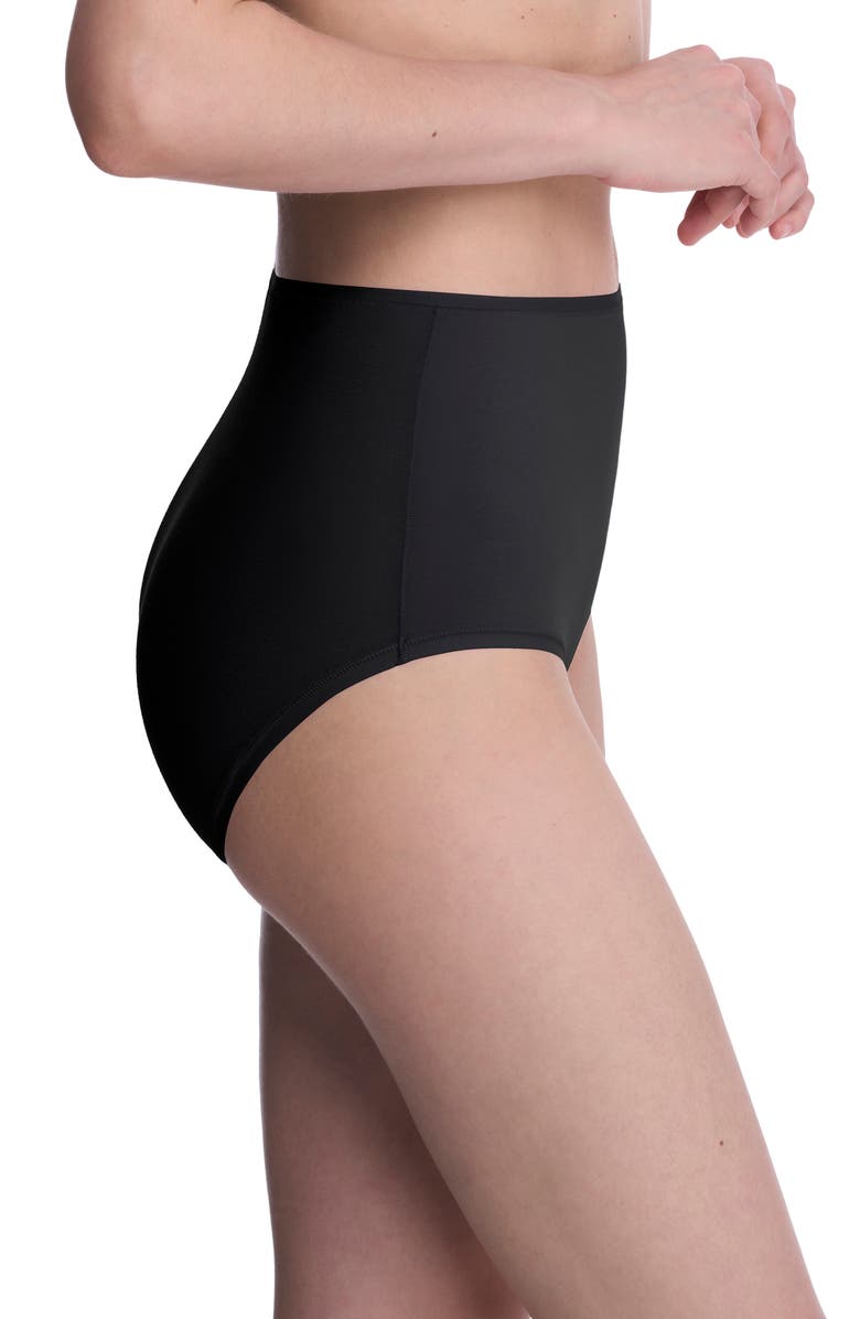 Natori Bliss Bare Cotton High Waist Briefs, Alternate, color, Black
