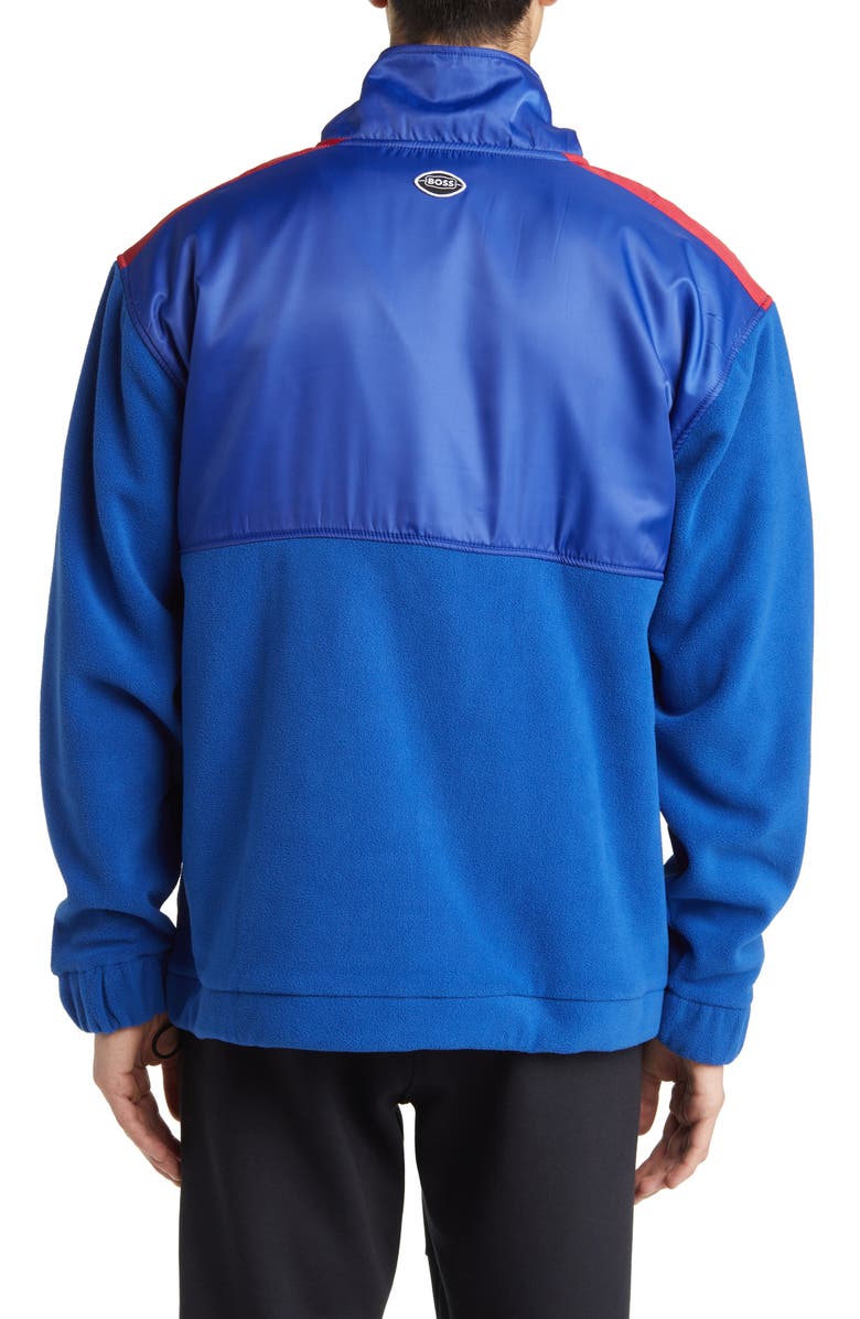 BOSS x NFL Fumble Mixed Media Quarter Zip Pullover, Alternate, color, New York Giants Dark Blue