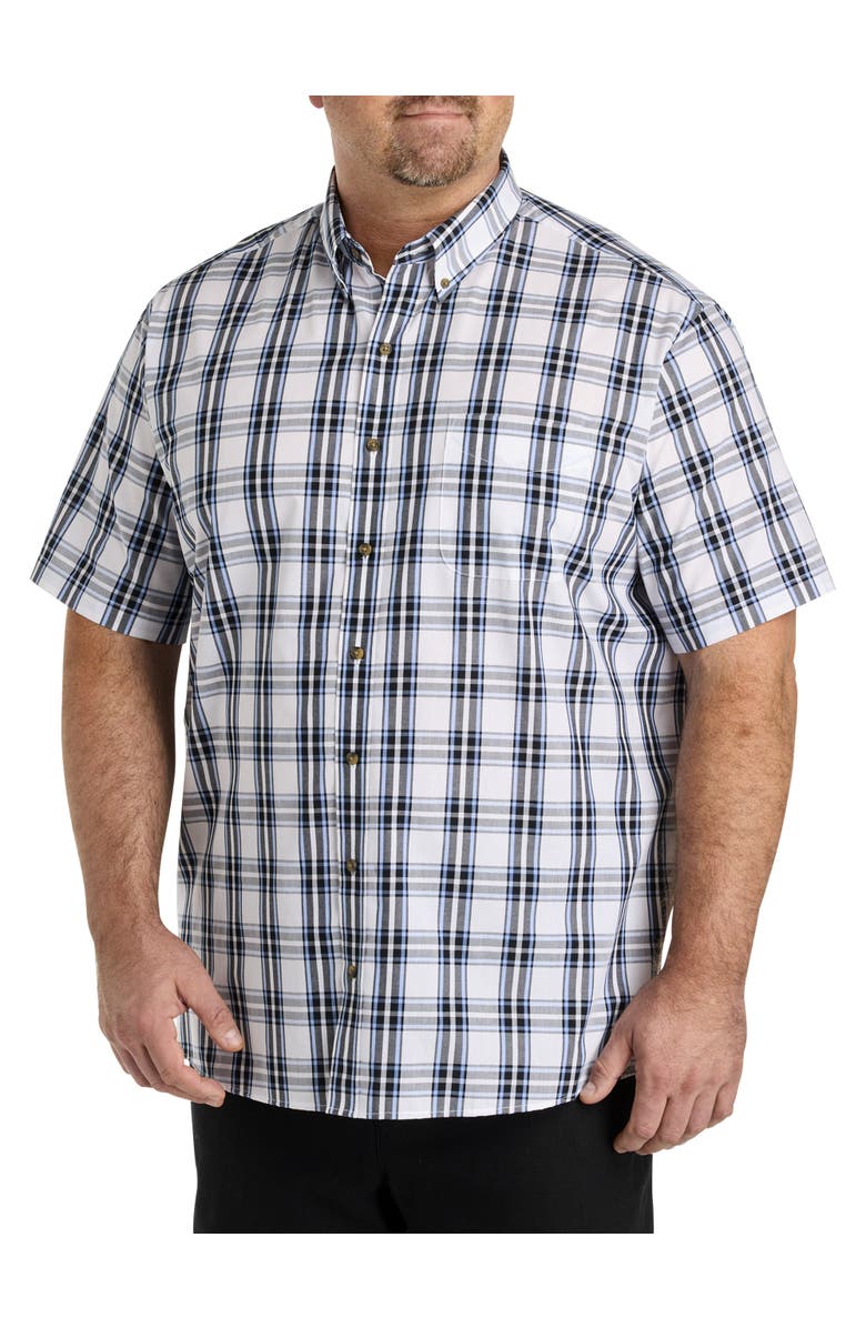 Harbor Bay by DXL Big & Tall Large Plaid Sport Shirt, Main, color, Black White