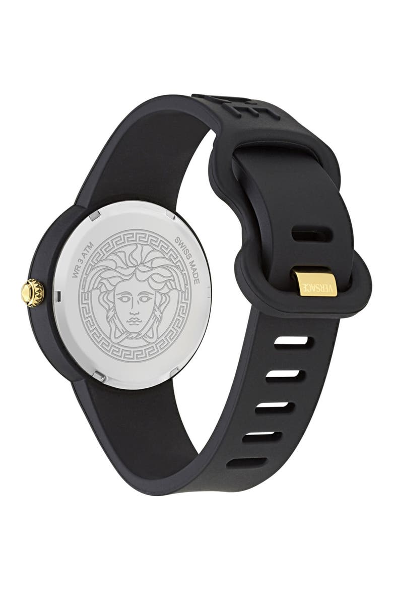 Medusa Pop Silicone Strap Watch, 39mm, Alternate, color, BLACK