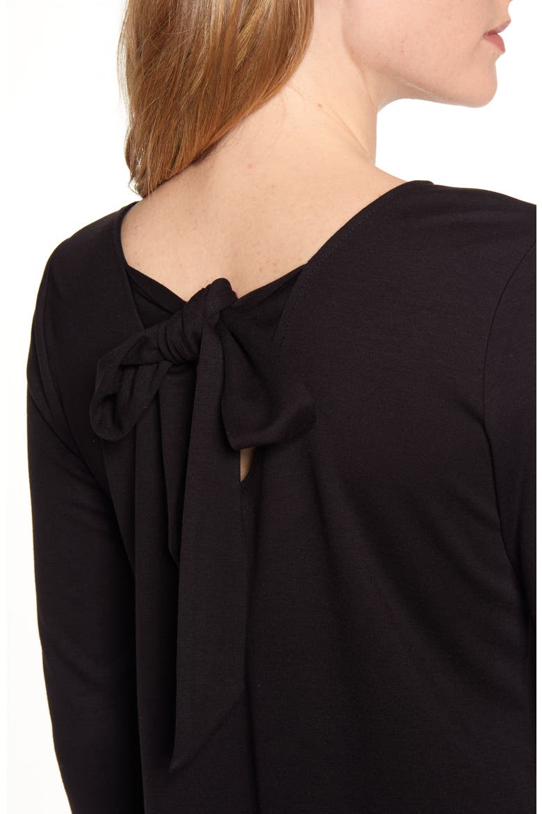 Gibson Baby Ponte Bow Back Long Sleeve Top, Alternate, color, BLACK