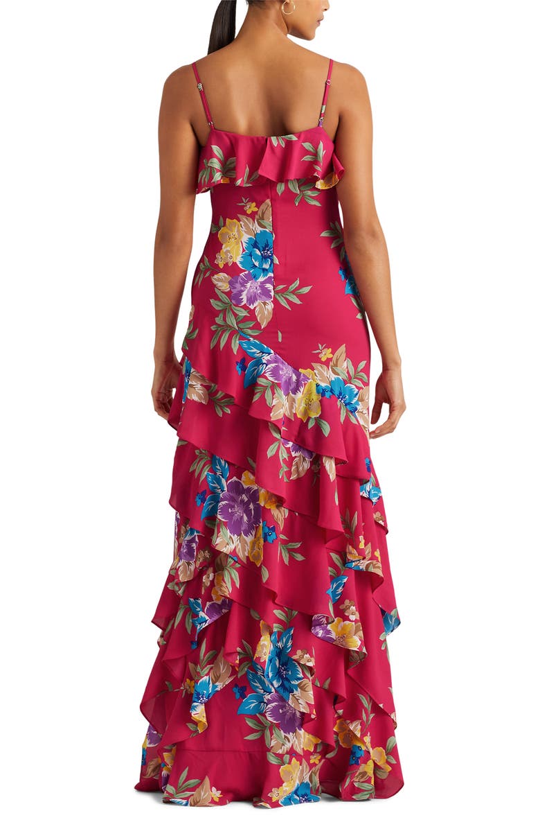 Lauren Ralph Lauren Floral Ruffle High-Low Gown, Alternate, color, 
