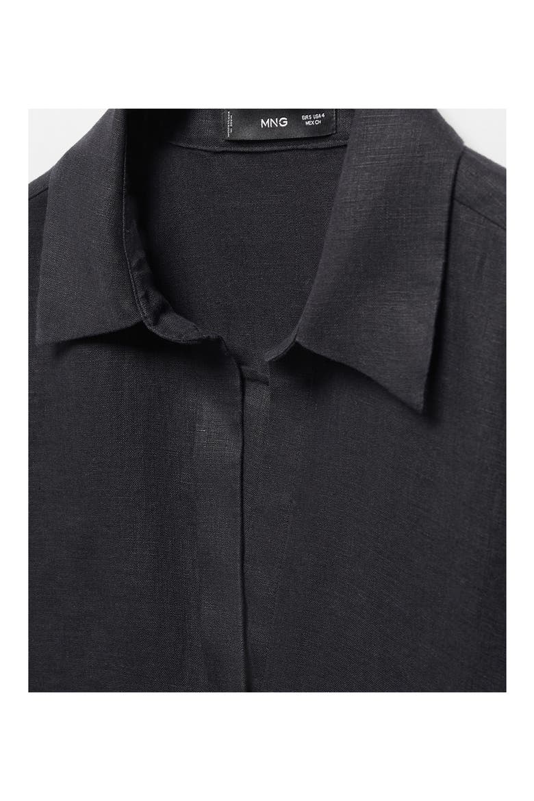 Button-Up Linen Shirt, Alternate, color, BLACK