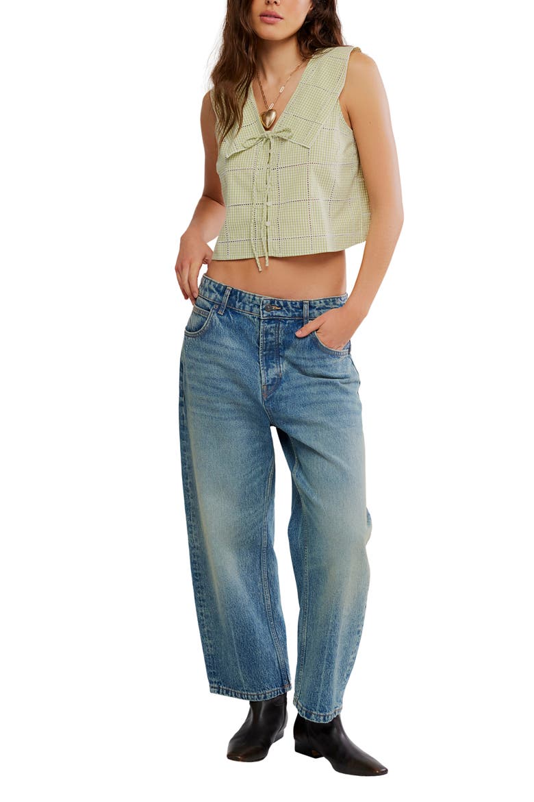 Waiting For Me Crop Cotton Button-Up Top, Alternate, color, WINTER PEAR COMBO