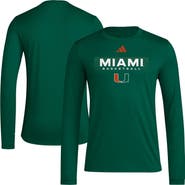 adidas Men's adidas Green Miami Hurricanes Locker On-Court In the Fade AEROREADY Long Sleeve T-Shirt
