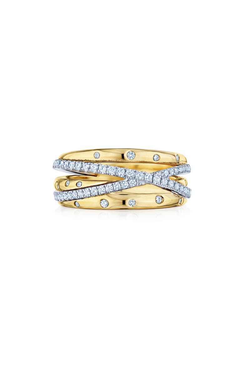 Orbit Crossover Diamond Ring, Main, color, YELLOW / WHITE
