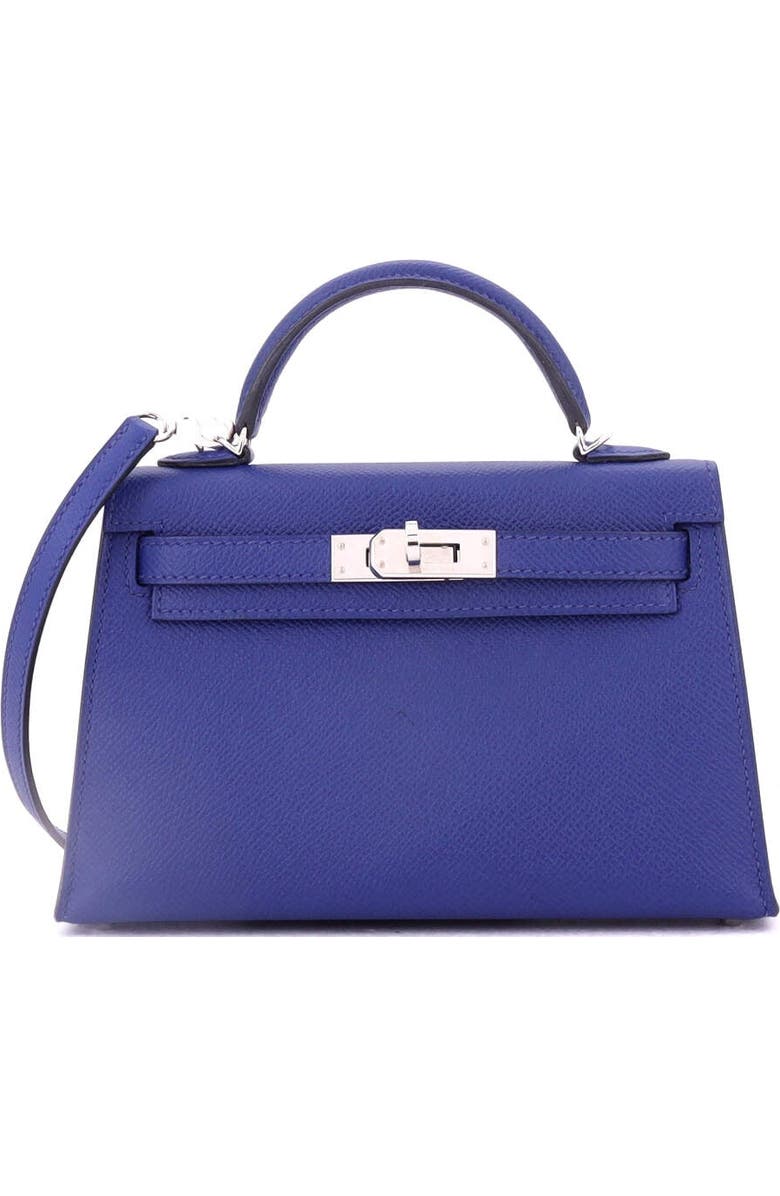 Pre-Owned Hermes Kelly Mini II Bag Blue Epsom with Palladium Hardware 20, Main, color, Bleu Electrique