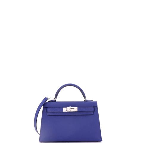 Kelly Mini II Bag Blue Epsom with Palladium Hardware 20