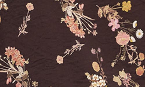 City Chic Abbie Floral Long Sleeve Minidress In Brown