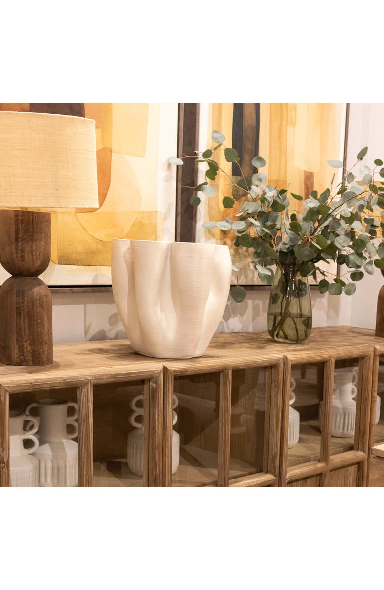 Dovetail Furniture Kyra 3D Printed Porcelain Decorative Vase, Alternate, color, Cream