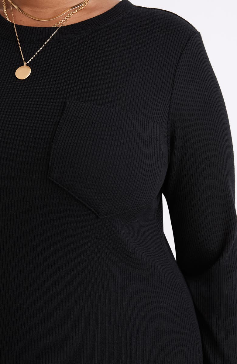Madewell Long Sleeve Pocket Tee Dress, Alternate, color, 