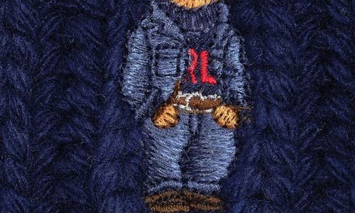 Polo Ralph Lauren Ralph Lauren Pom Pom Denim Bear Beanie In Blue