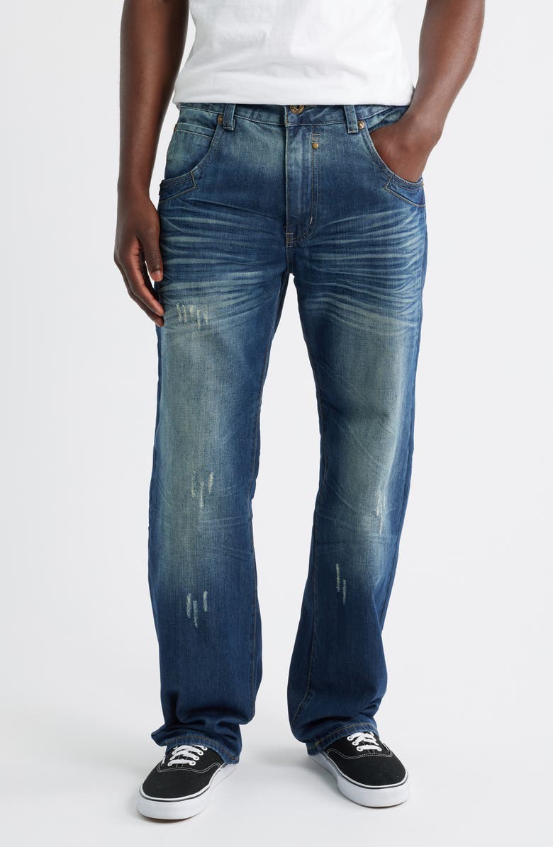 LEVEL 7 Relaxed Bootcut Jeans, Main, color, Blue