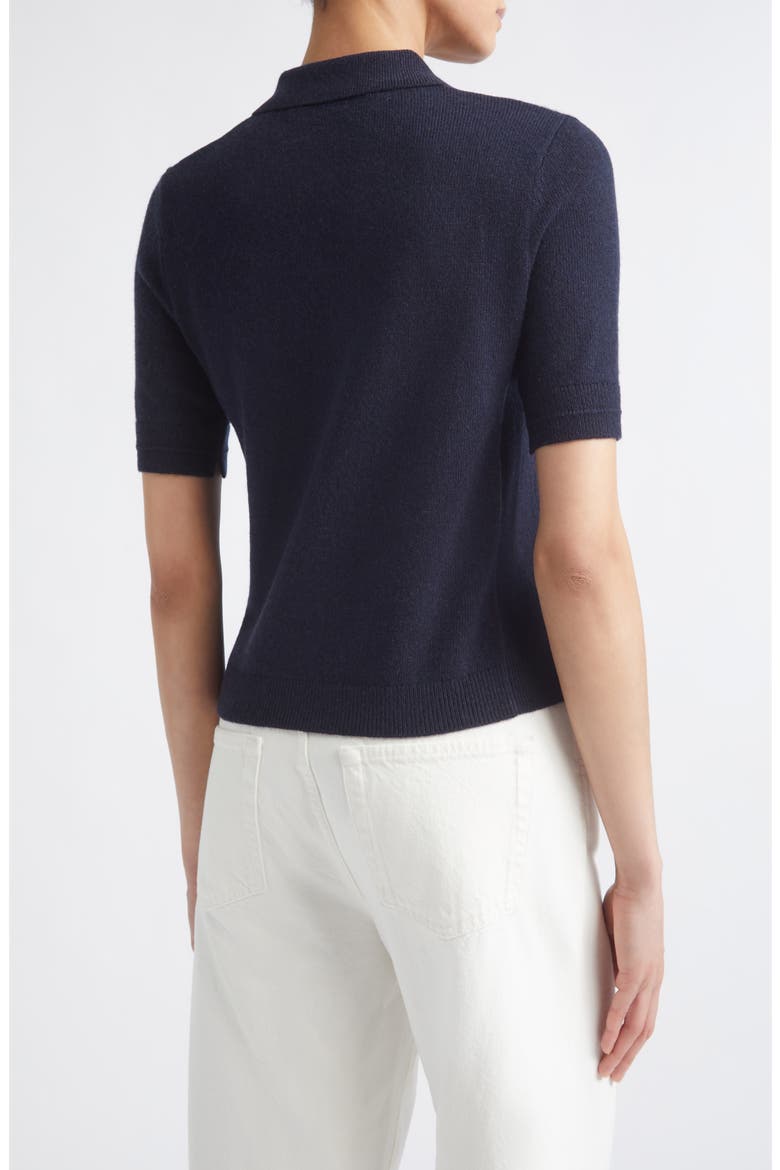 Cashmere & Organic Cotton Jersey Polo, Alternate, color, NAVY