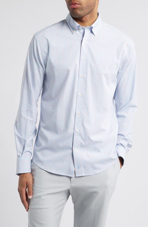 Johnnie-o Koby Gingham Performance Button-down Shirt In Maliblu