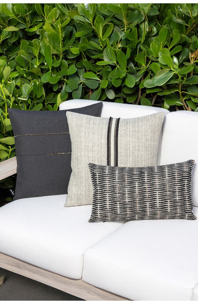 Elaine Smith Entity Linen with Chenille Band Applique Indoor
Outdoor Woven Accent Pillow, Alternate, color, Linen