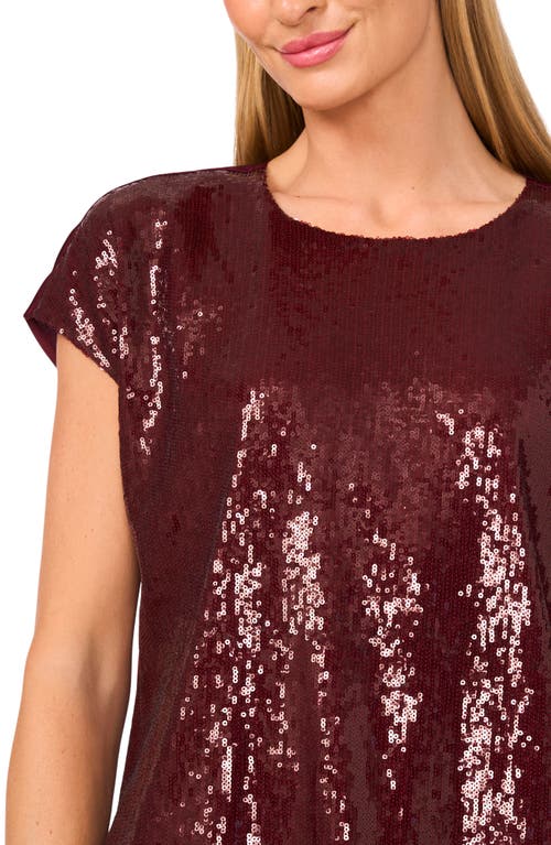 Halogenr Halogen(r) Sequin Cap Sleeve Top In Burgundy