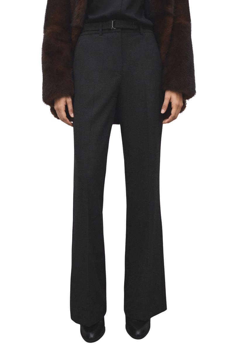 MANGO Belted Straight Leg Pants, Main, color, Grey
