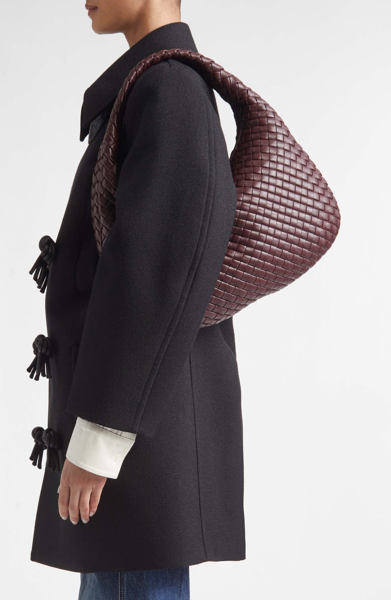 Bottega Veneta Borsa Intrecciato Leather Shoulder Bag, Alternate, color, 6147 Deep Mahogany-Mb