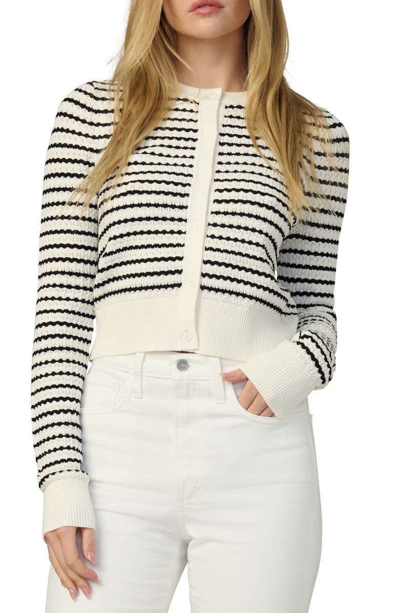 Joe's The Pointelle Dani Cardigan, Main, color, Milk/ Black Stripe
