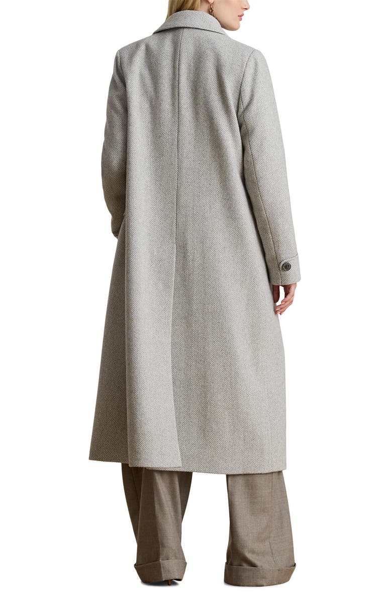 Lauren Ralph Lauren Longline Herringbone Wool Blend Reefer Coat, Alternate, color, Light Grey Broken Twill