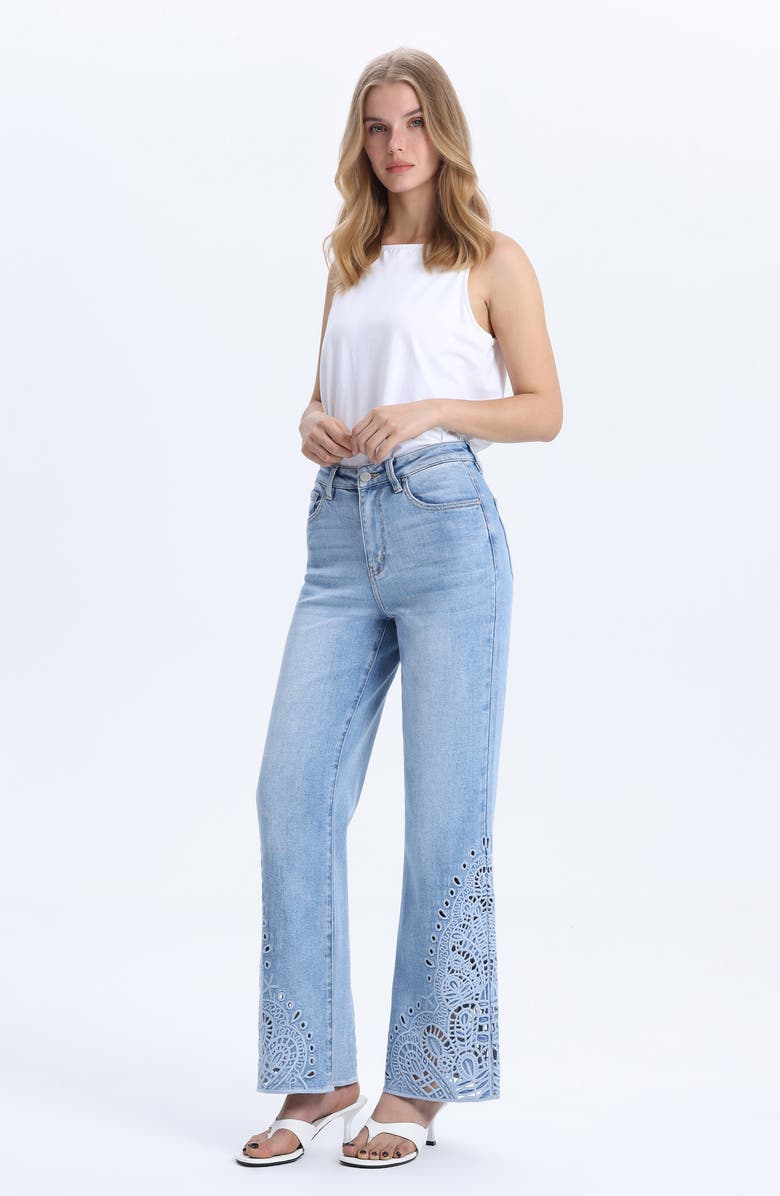 Bayeas High Waist Flare jeans, Alternate, color, Cloud Motion