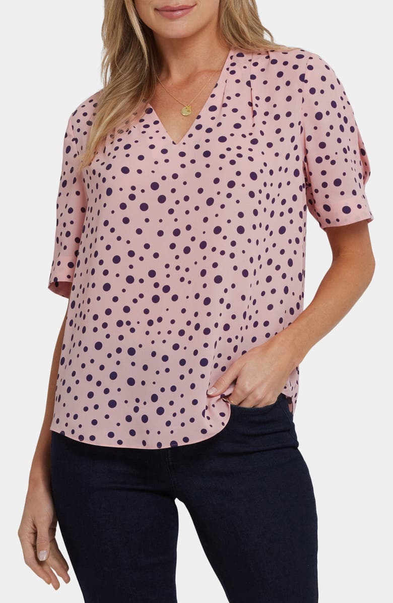 NYDJ Charming V-Neck Top, Main, color, Brigitte Dot