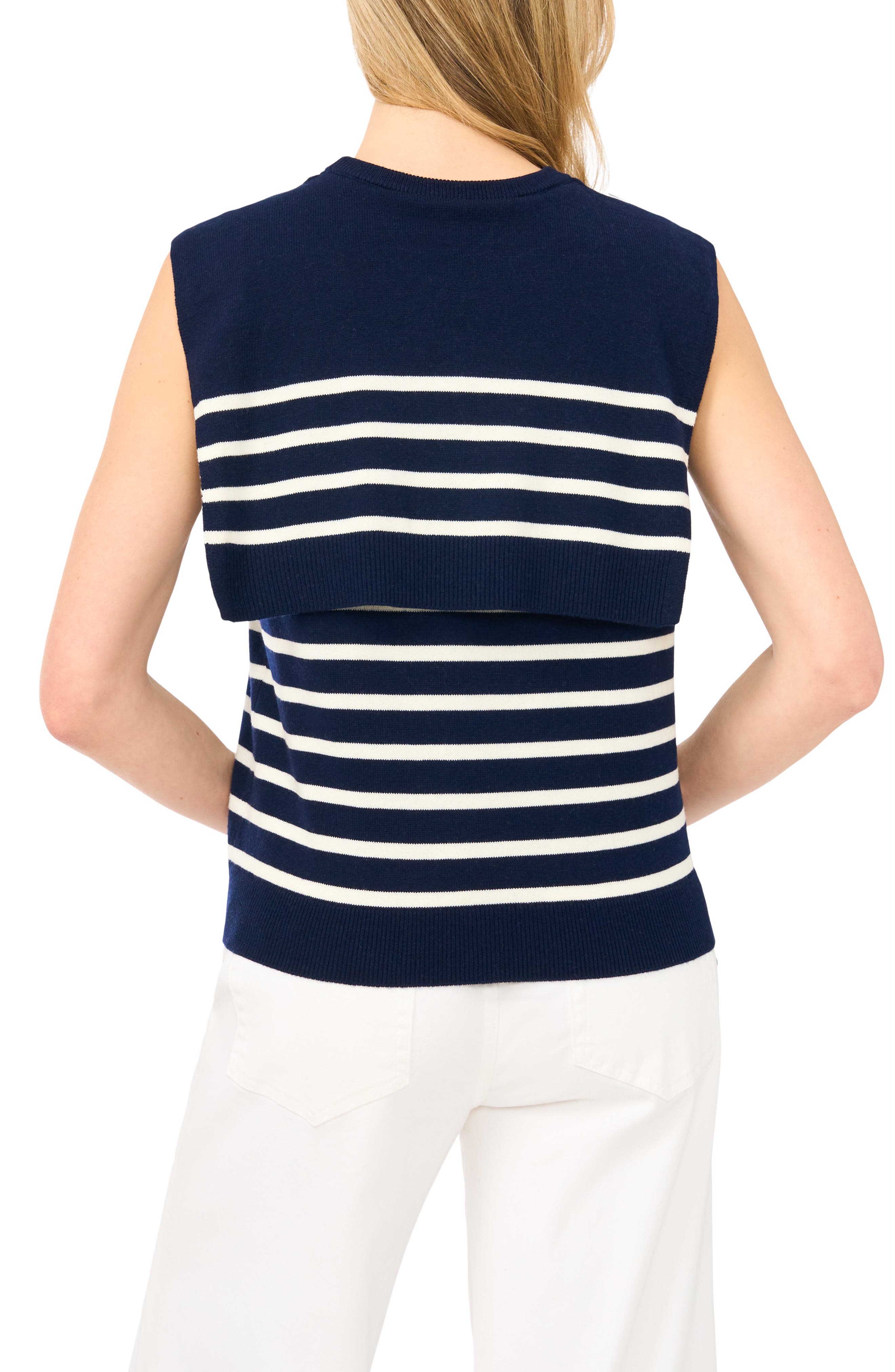 Stripe Front Tie Sleeveless Sweater - image 2