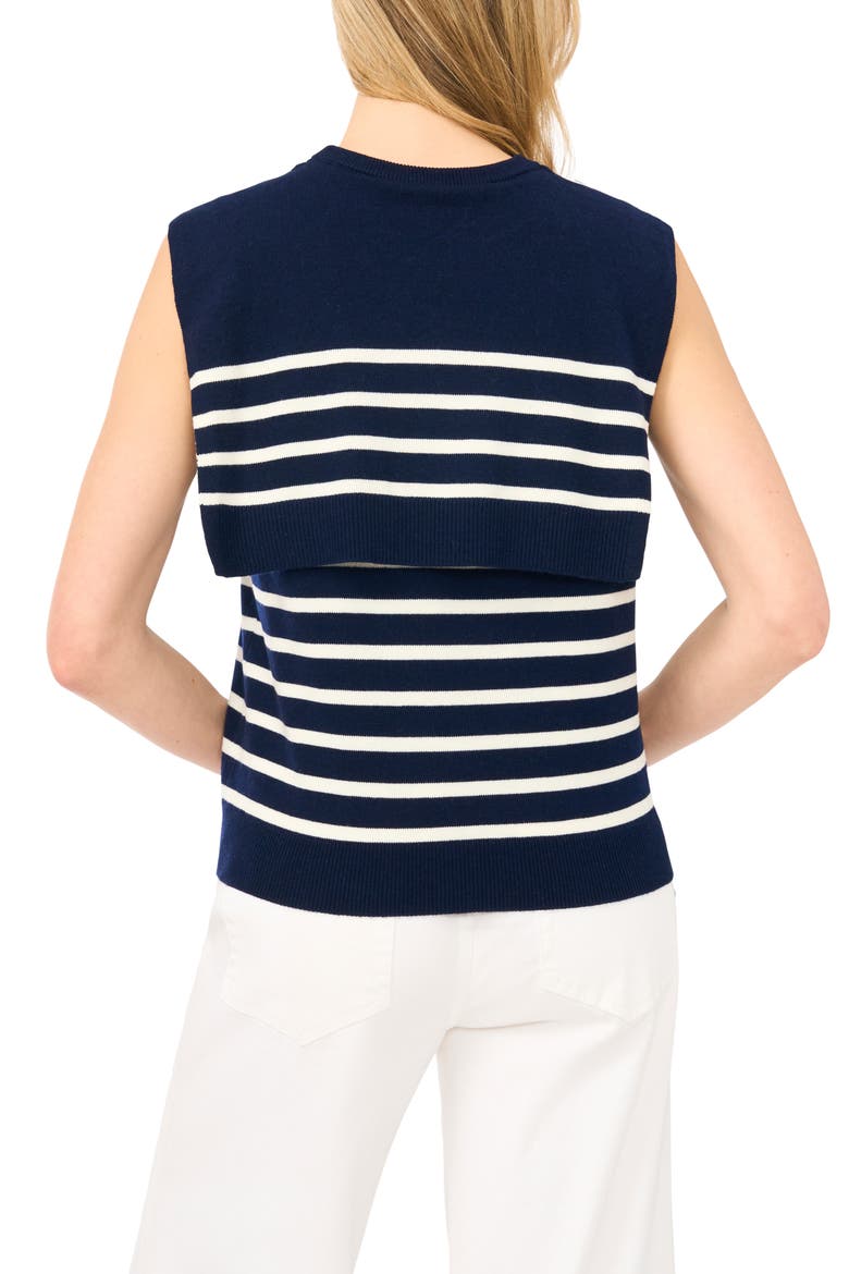 Stripe Front Tie Sleeveless Sweater, Alternate, color, CLASSIC NAVY