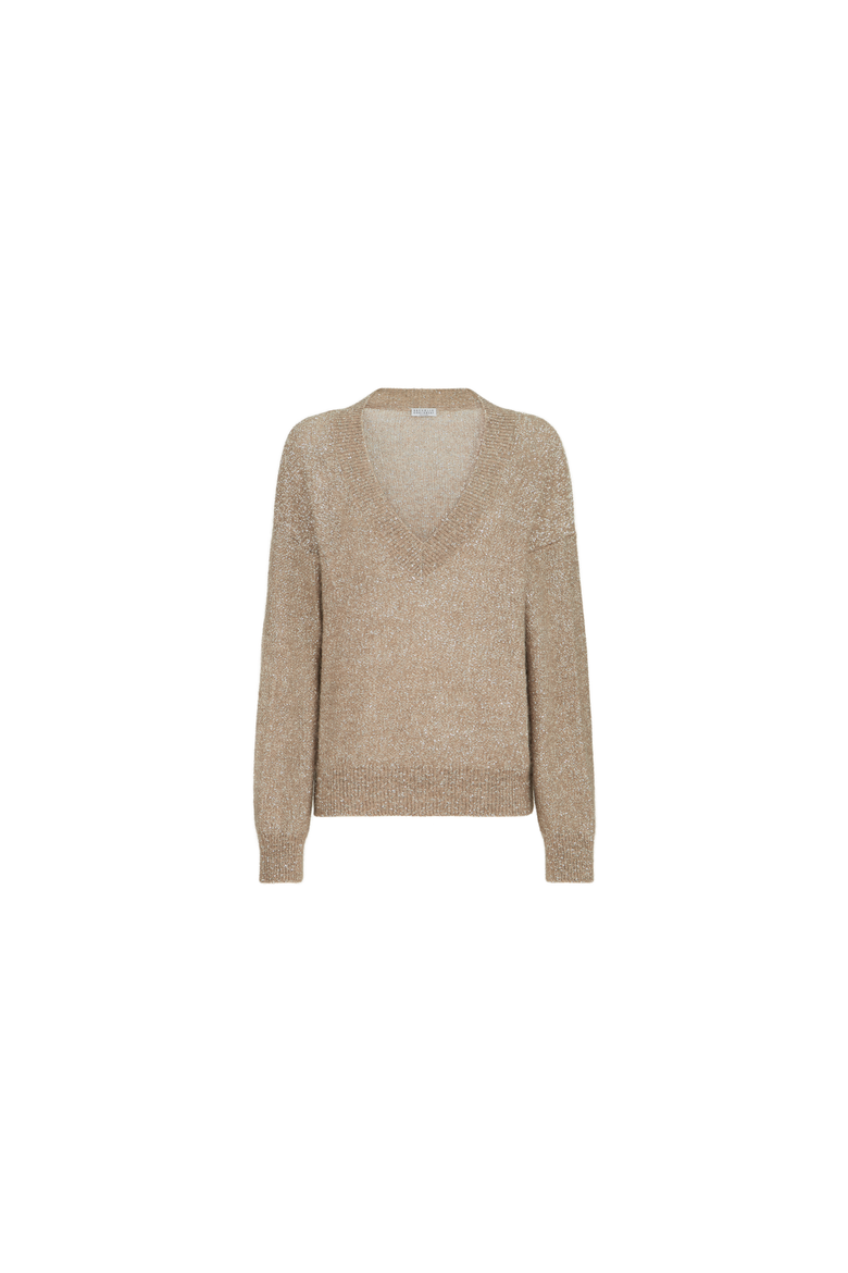 Mohair and wool dazzling texture sweater, Alternate, color, Light Brown