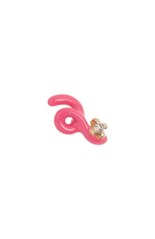 Bea Bongiasca Single Mini Diamond Loop Stud Earring In Pink