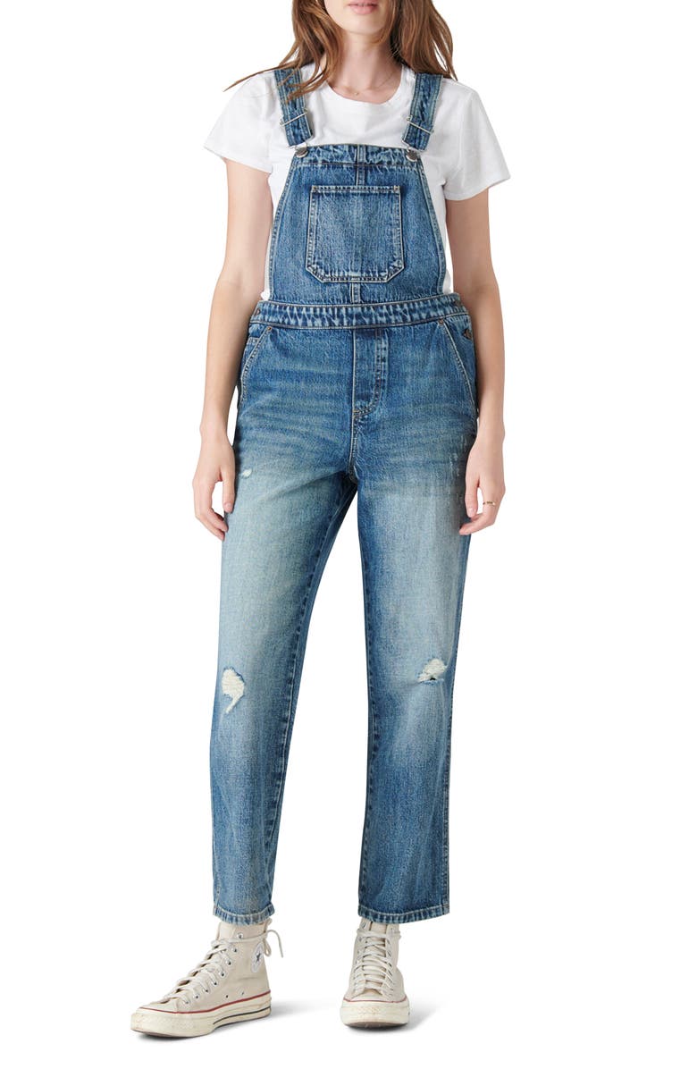 Lucky Brand Boyfriend Overalls, Main, color, 