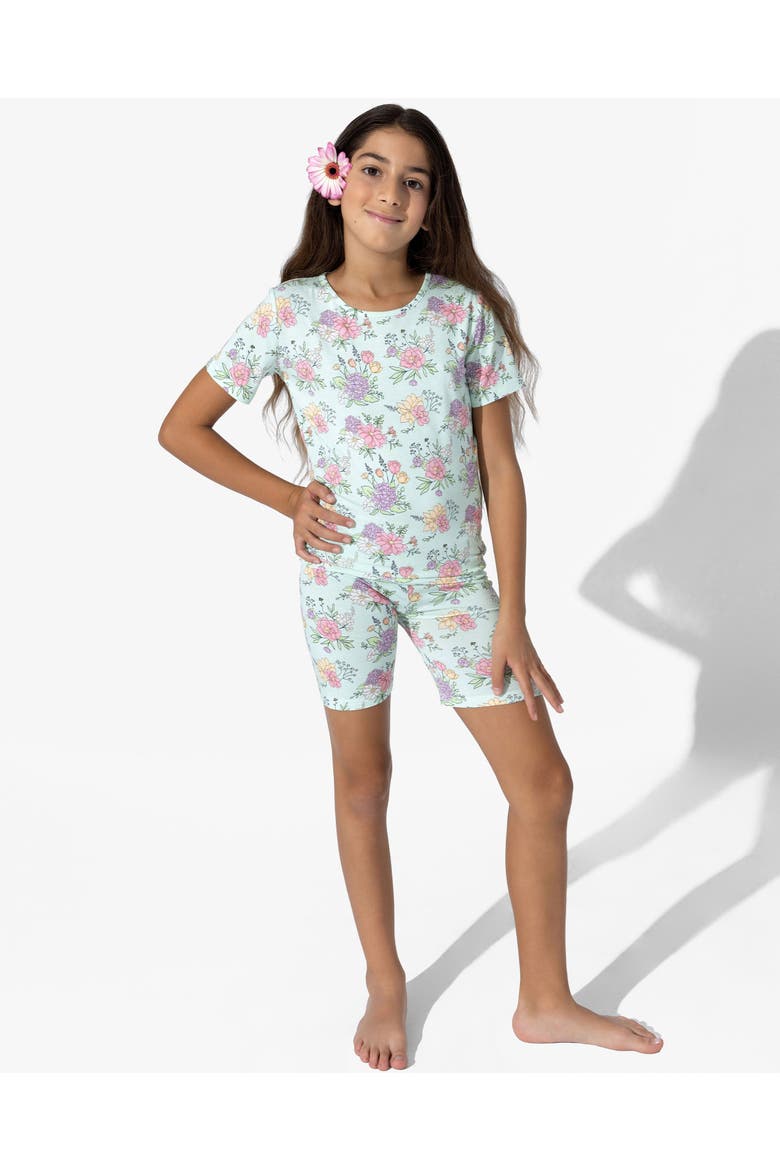 Petals & Posies Kids 2-Piece Short Sleeve & Shorts Pajama Set, Alternate, color, Petals & Posies