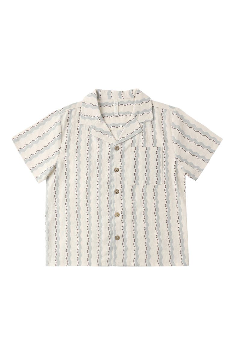 Kids' Wave Stripe Camp Shirt, Alternate, color, NATURAL