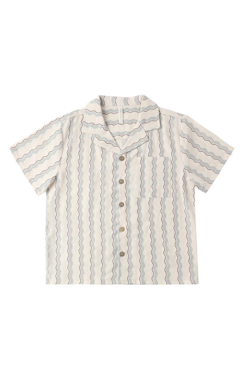 Rylee + Cru Kids' Wave Stripe Camp Shirt, Alternate, color, Natural