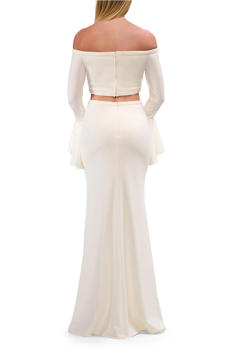 Off the Shoulder Two Piece Dress with Flared Sleeves, Alternate, color, Ivory