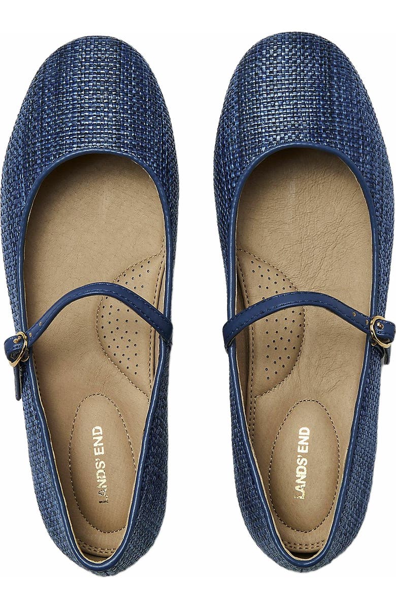 Lands' End Classic Raffia Mary Jane Flats, Main, color, Mediterranean Blue