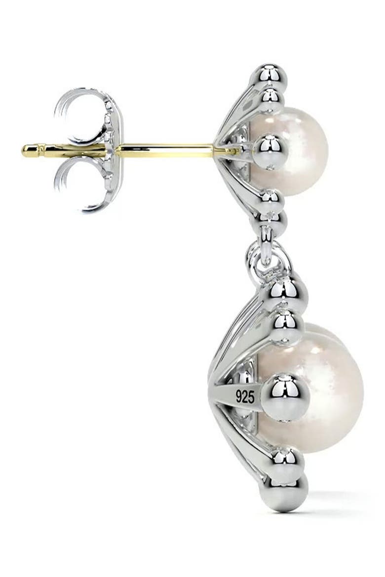 Luna Fleur Cultured Pearl Drop Earrings, Alternate, color, SILVER