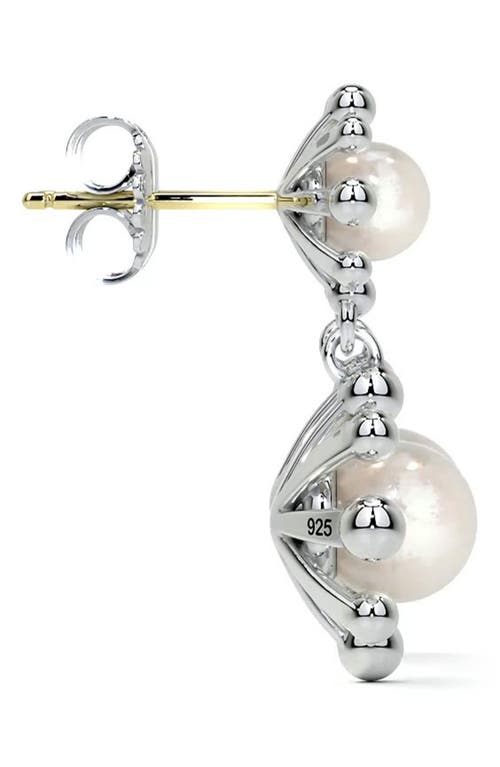 Lagos Sterling Silver Luna Cultured Pearl Fleur Drop Earrings In Silver