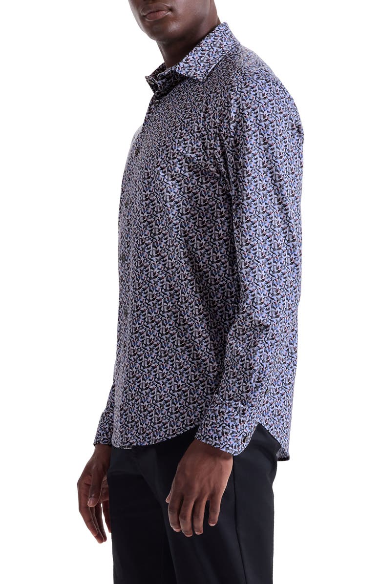 Bugatchi James OoohCotton<sup>®</sup> Geo Print Button-Up Shirt, Alternate, color, Zinc