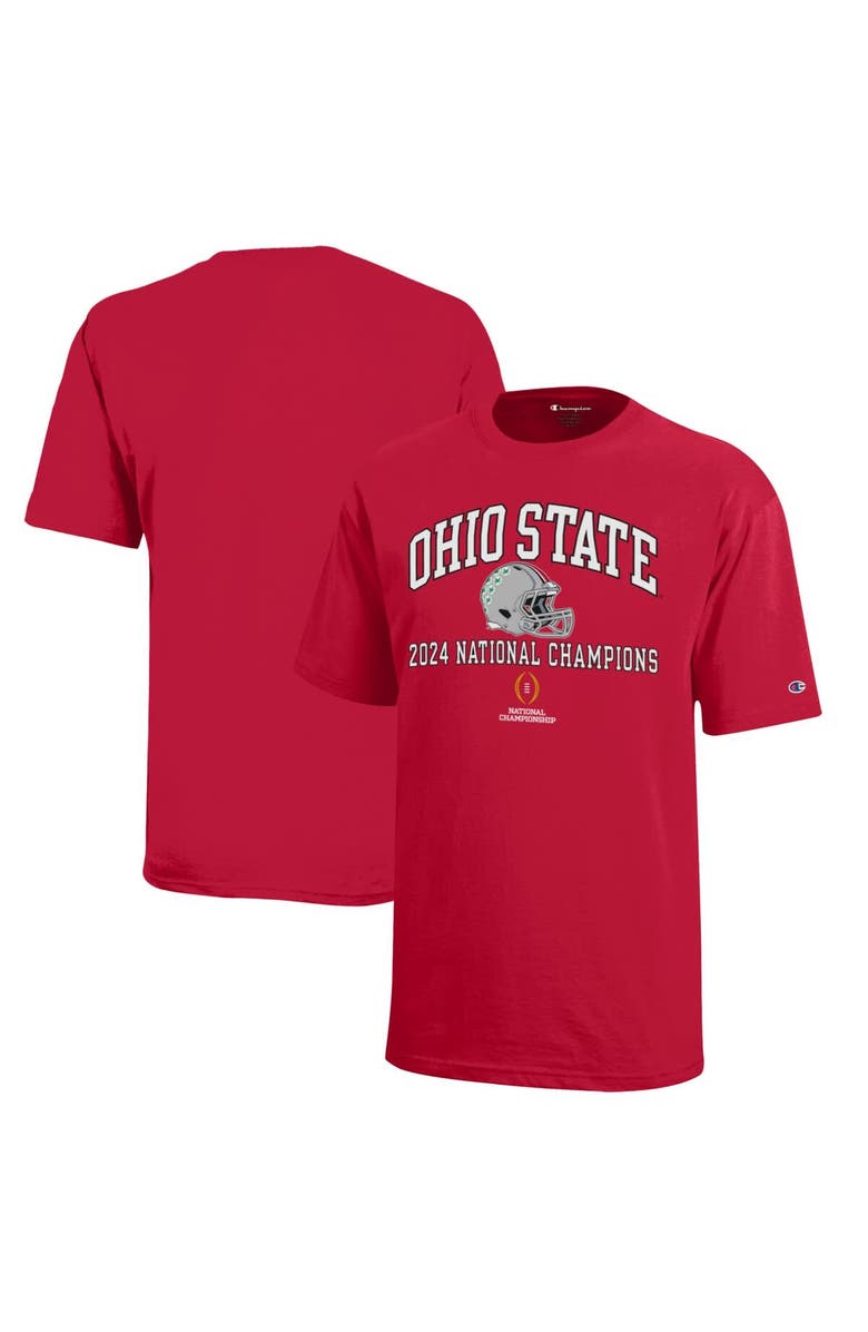 Champion Youth Champion  Scarlet Ohio State Buckeyes College Football Playoff 2024 National Champions T-Shirt, Main, color, 