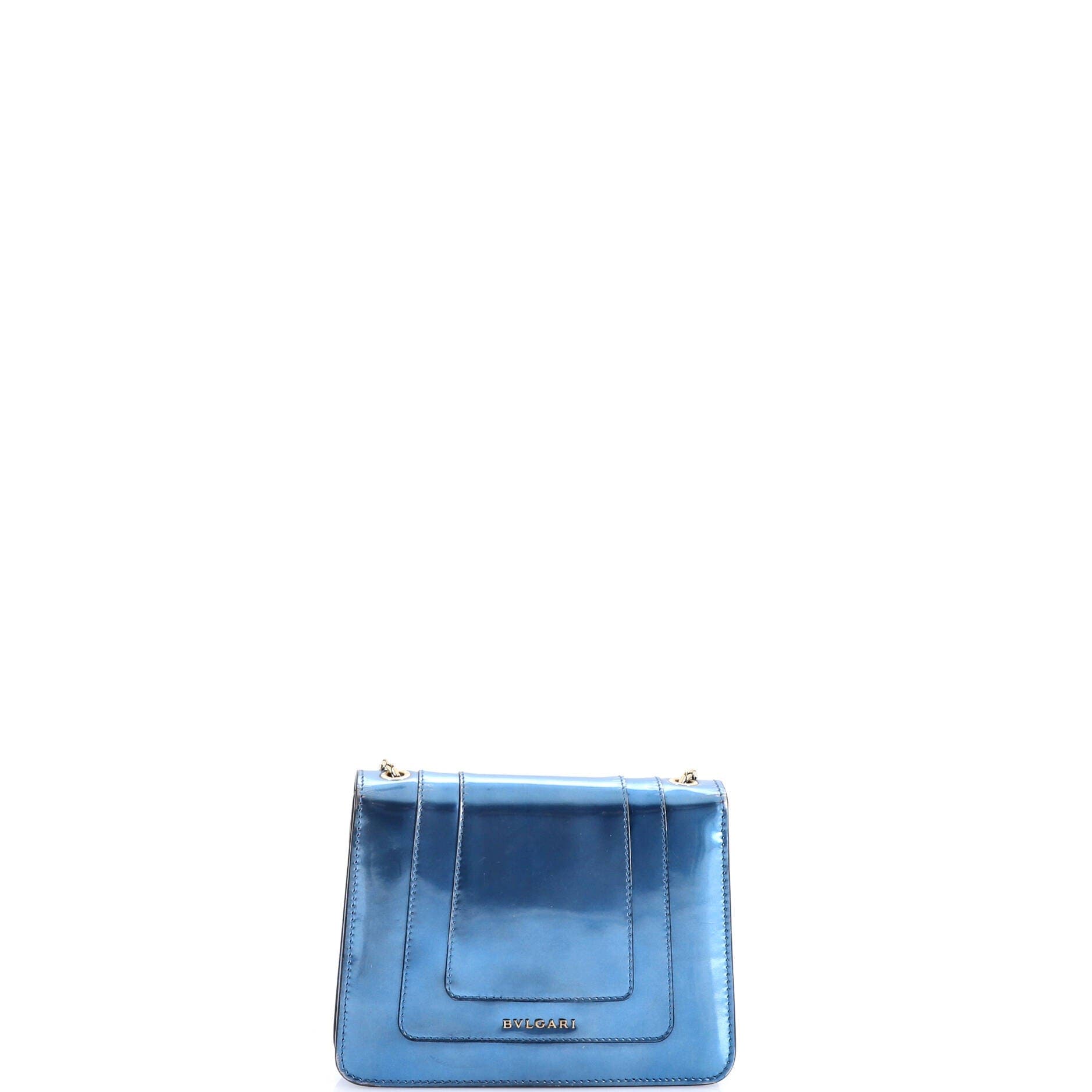 Serpenti Forever Square Shoulder Bag Metallic Leather Small, Alternate, color, Blue